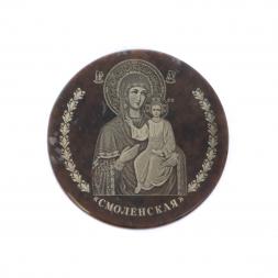 Икона автомобильная &amp;quot;Смоленская БМ&amp;quot; обсидиан коричневый 47 мм