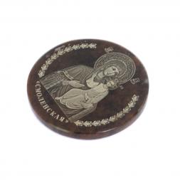 Икона автомобильная &amp;quot;Смоленская БМ&amp;quot; обсидиан коричневый 47 мм