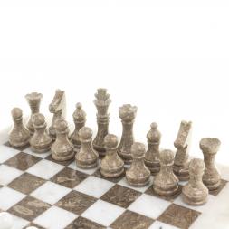 Шахматы "Битва" мрамор, серый ракушечник доска 30х30 см