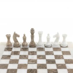 Шахматы "Битва" мрамор, серый ракушечник доска 30х30 см