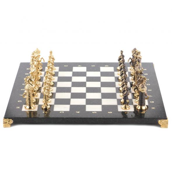 Шахматы настольные &amp;quot;Средневековье&amp;quot; 40х40 см камень мрамор змеевик 119985