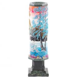 Декоративная ваза из камня &amp;quot;Зима&amp;quot; рисунок из каменной крошки 8х8х29 см