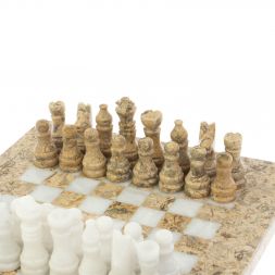 Шахматы &amp;quot;Сувенирные&amp;quot; из ракушечника и белого мрамора доска 20х20 см