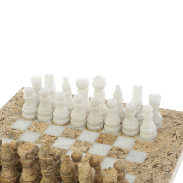Шахматы &amp;quot;Сувенирные&amp;quot; из ракушечника и белого мрамора доска 20х20 см 128886