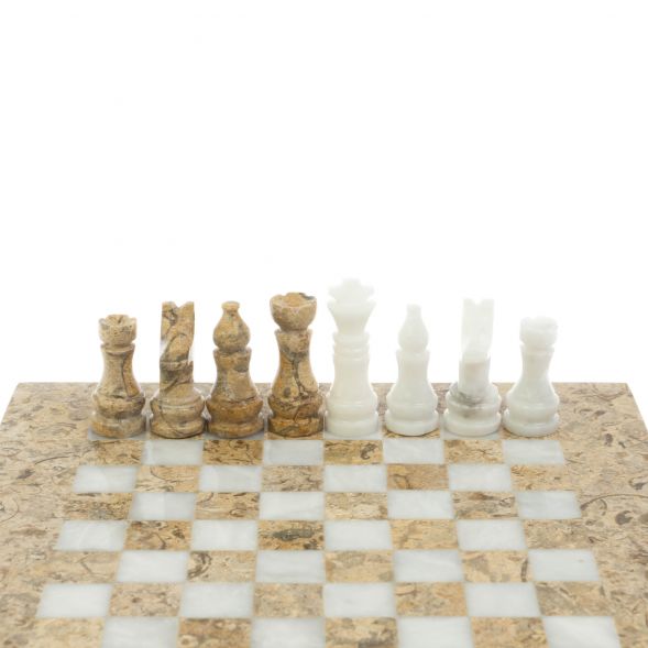 Шахматы &amp;quot;Сувенирные&amp;quot; из ракушечника и белого мрамора доска 20х20 см 128886