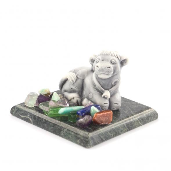 Статуэтка &amp;quot;Бык лежит&amp;quot; мрамолит змеевик 121191