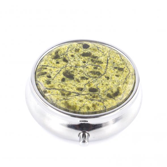 Таблетница на 3 отсека камень змеевик цвет серебро 121281