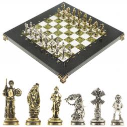 Шахматы &amp;quot;Дон Кихот&amp;quot; доска 28х28 см из камня мрамор змеевик