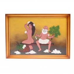 Картина &amp;quot;Банька&amp;quot; багет дерево 46х66 см из каменной крошки