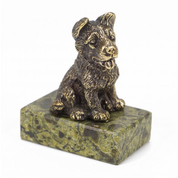 Статуэтка &amp;quot;Собачка средняя №2&amp;quot; из бронзы и змеевика 117922