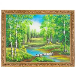 Картина &amp;quot;Березовый мостик лето&amp;quot; багет 36х46 см, каменная крошка