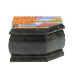 Шкатулка с расписной крышкой "Осень" 11х9х6,5 см