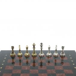Шахматы с металлическими фигурами "Стаунтон" доска 28х28 см лемезит
