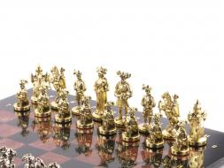 Шахматы из камня с металлическими фигурами &amp;quot;Средневековье&amp;quot; доска 44х44 см лемезит