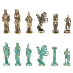 Шахматы "Александр Макендонский" фигуры бронза / патина  доска 36х36 см мрамор