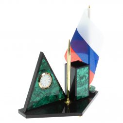 Настольный набор "Пирамида" из малахита 25х11,5х27 см