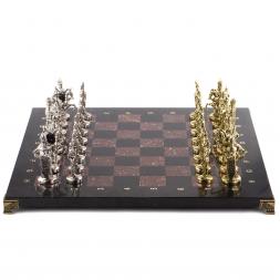 Настольные шахматы &amp;quot;Русь&amp;quot; доска 40х40 см камень лемезит фигуры металлические
