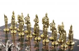 Настольные шахматы &amp;quot;Русь&amp;quot; доска 40х40 см камень лемезит фигуры металлические