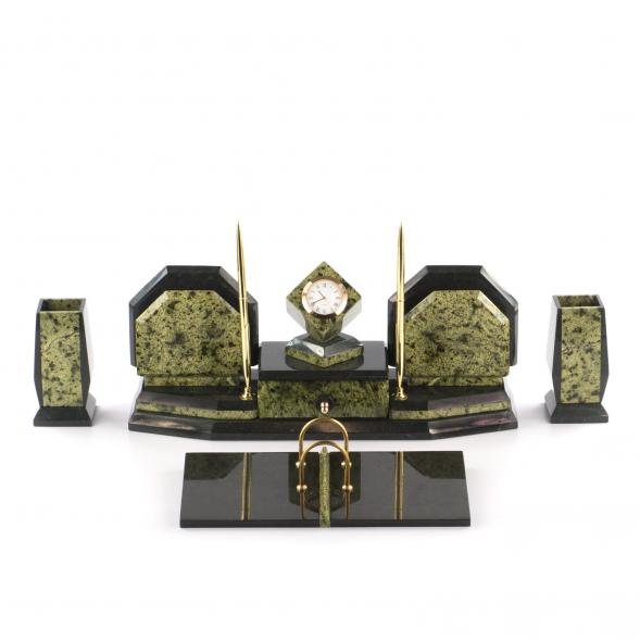 Письменный прибор &amp;quot;Куб&amp;quot; камень змеевик 121192