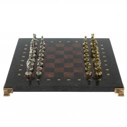 Шахматы "Дон Кихот" доска 28х28 см из камня лемезит змеевик