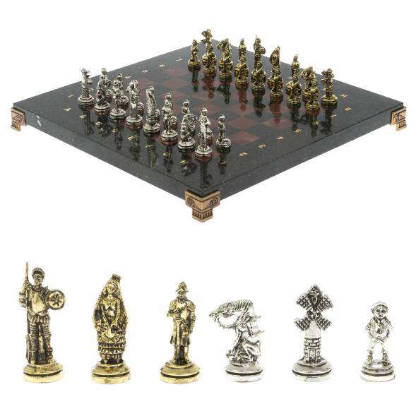 Шахматы &amp;quot;Дон Кихот&amp;quot; доска 28х28 см из камня лемезит змеевик 122685