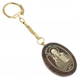 Брелок-оберег с молитвой "Святая Нина" камень обсидиан