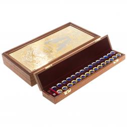 Настольные нарды &amp;quot;Восточные&amp;quot; с гравюрой камень лазурит Златоуст