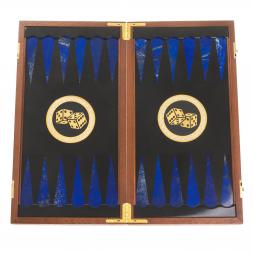 Настольные нарды &amp;quot;Восточные&amp;quot; с гравюрой камень лазурит Златоуст