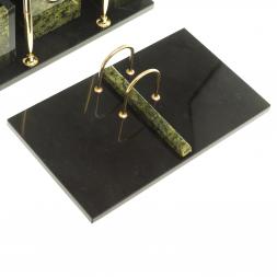 Письменный набор &amp;quot;Канцелярский&amp;quot; с часами камень змеевик