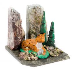 Сувенир из креноида и змеевика &amp;quot;Рысь&amp;quot;