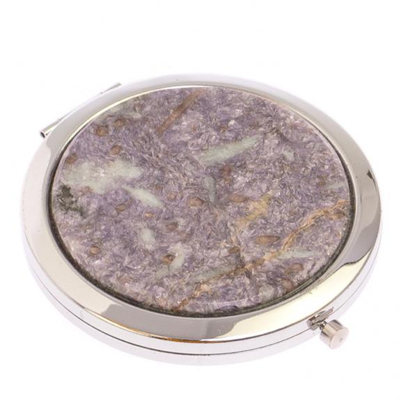Карманное зеркальце камень лепидолит серебро 125739