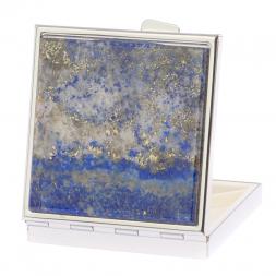 Таблетница на 4 отделения камень лазурит афганский цвет серебро