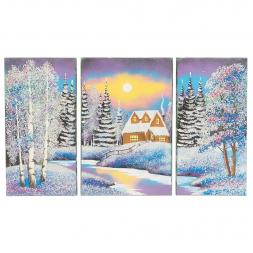 Картина модульная из камня "Домик у реки" 30х50 см