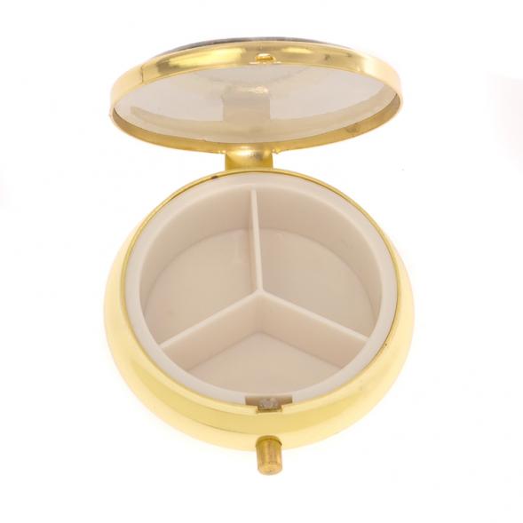 Таблетница на 3 отсека камень малахит с хризоколлой цвет золото 126714