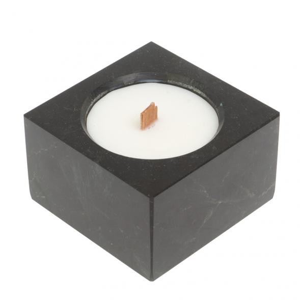Свеча квадратная из черного змеевика 7х7х4,3 см 126867