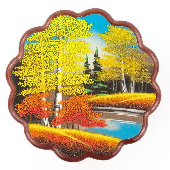 Панно круглое &amp;quot;Осень&amp;quot; 24х24 см каменная крошка 119509