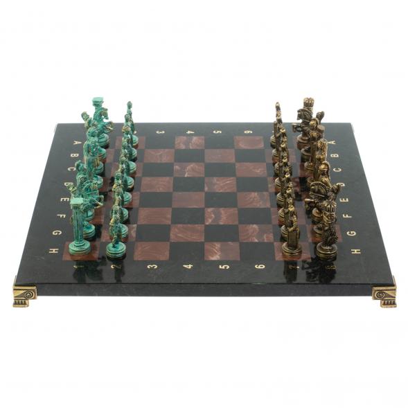 Шахматы &amp;quot;Александр Макендонский&amp;quot; фигуры бронза / патина доска 36х36 лемезит 128367