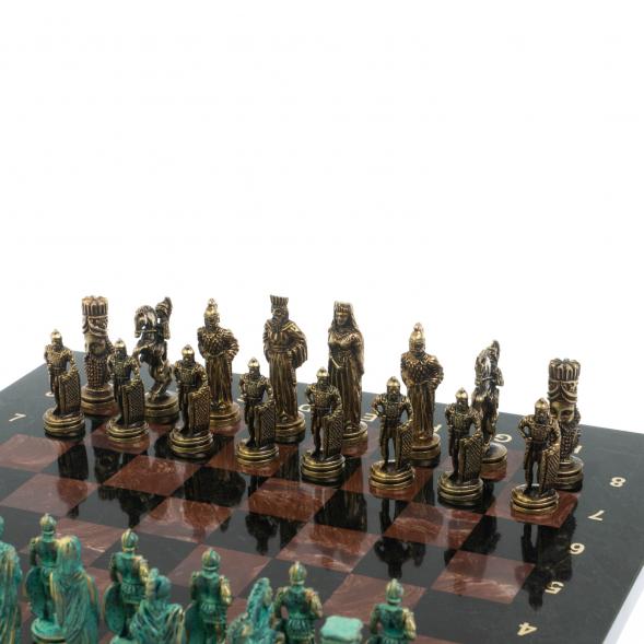 Шахматы &amp;quot;Александр Макендонский&amp;quot; фигуры бронза / патина доска 36х36 лемезит 128367