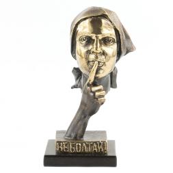 Статуэтка &amp;quot;Не болтай&amp;quot; из бронзы и змеевика