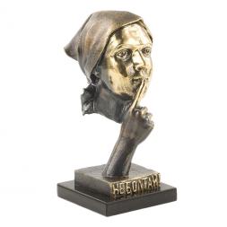 Статуэтка &amp;quot;Не болтай&amp;quot; из бронзы и змеевика