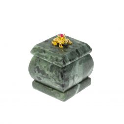 Шкатулка "Лягушка" из шабровского змеевика 4,5х4,5х6 см