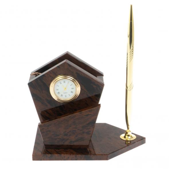 Карандашница с ручкой &amp;quot;Грани&amp;quot; камень обсидиан 122374