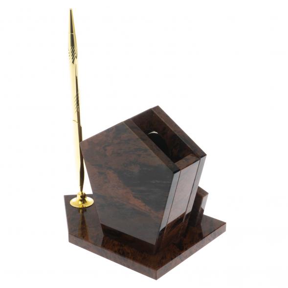 Карандашница с ручкой &amp;quot;Грани&amp;quot; камень обсидиан 122374