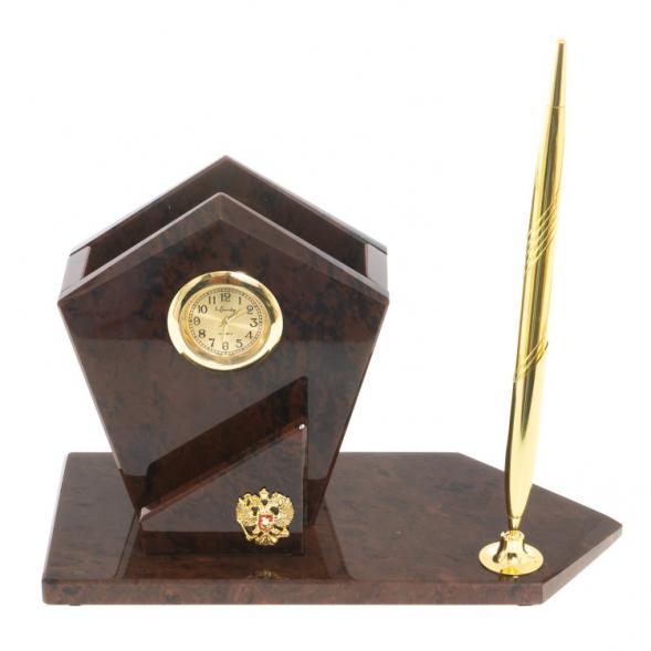 Карандашница с ручкой &amp;quot;Грани&amp;quot; камень обсидиан 122374