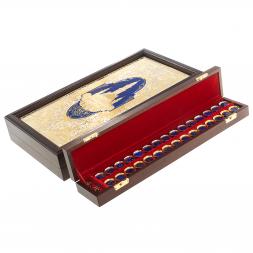 Подарочные нарды &amp;quot;Восточные&amp;quot; с эмалью камень лазурит Златоуст