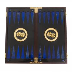 Подарочные нарды &amp;quot;Восточные&amp;quot; с эмалью камень лазурит Златоуст