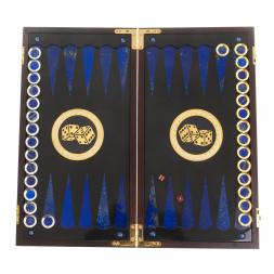 Подарочные нарды &amp;quot;Восточные&amp;quot; с эмалью камень лазурит Златоуст