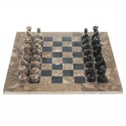 Шахматы "Дебют" мрамор, ракушечник доска 38х38 см
