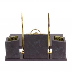 Письменный набор "Канцелярский" с гербом камень змеевик