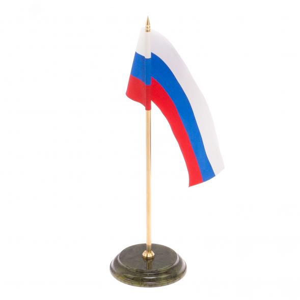 Флагшток с флагом РФ на подставке из нефрита 125119